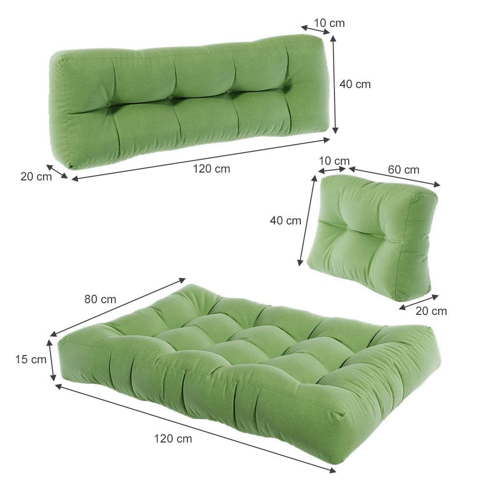 Palettenkissen Set "Flocken" Grün 7 Teile Vicco 5 Palettenkissen Set "Flocken" Grün 7 Teile Vicco – Bild 3