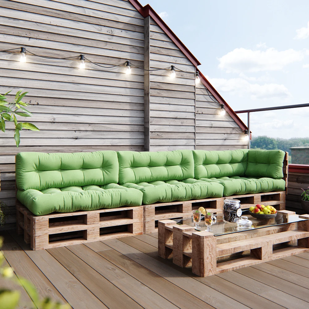 Palettenkissen Set "Flocken" Grün 7 Teile Vicco 7 Palettenkissen Set "Flocken" Grün 7 Teile Vicco – Bild 5