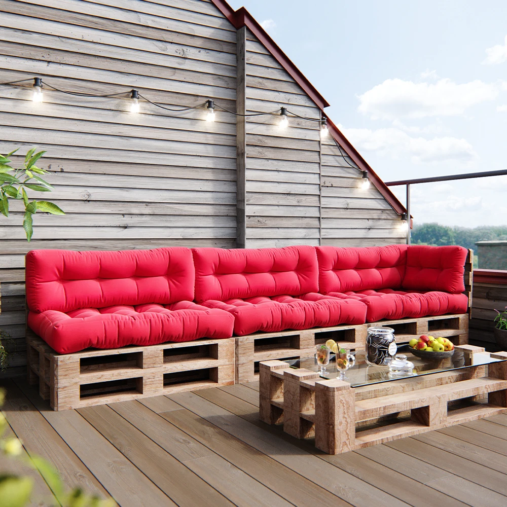 Palettenkissen Set "Flocken" Rot 7 Teile Vicco 7 Palettenkissen Set "Flocken" Rot 7 Teile Vicco – Bild 5