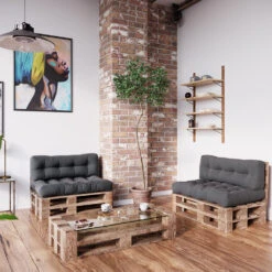 Palettenkissen Set "Flocken" Anthrazit 120 X 80 Cm 2 Teile Vicco -Vicco pk83 04 ol