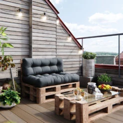 Palettenkissen Set "Flocken" Anthrazit 120 X 80 Cm 2 Teile Vicco -Vicco pk83 05 ol