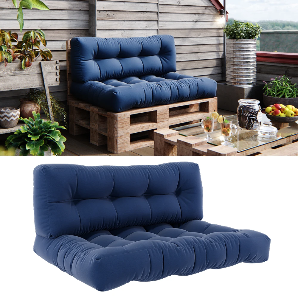 Palettenkissen Set "Flocken" Blau 120 X 80 Cm 2 Teile Vicco 4 Palettenkissen Set "Flocken" Blau 120 X 80 Cm 2 Teile Vicco – Bild 2