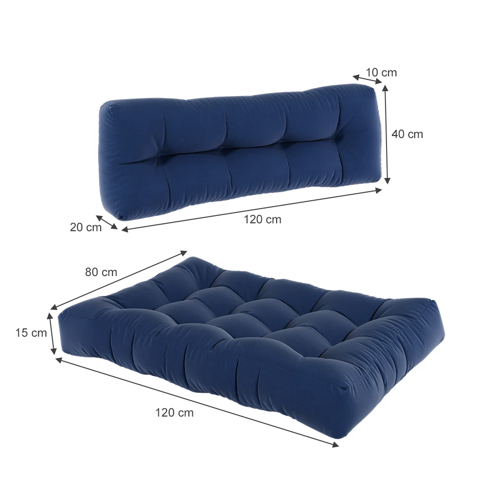 Palettenkissen Set "Flocken" Blau 120 X 80 Cm 2 Teile Vicco 5 Palettenkissen Set "Flocken" Blau 120 X 80 Cm 2 Teile Vicco – Bild 3
