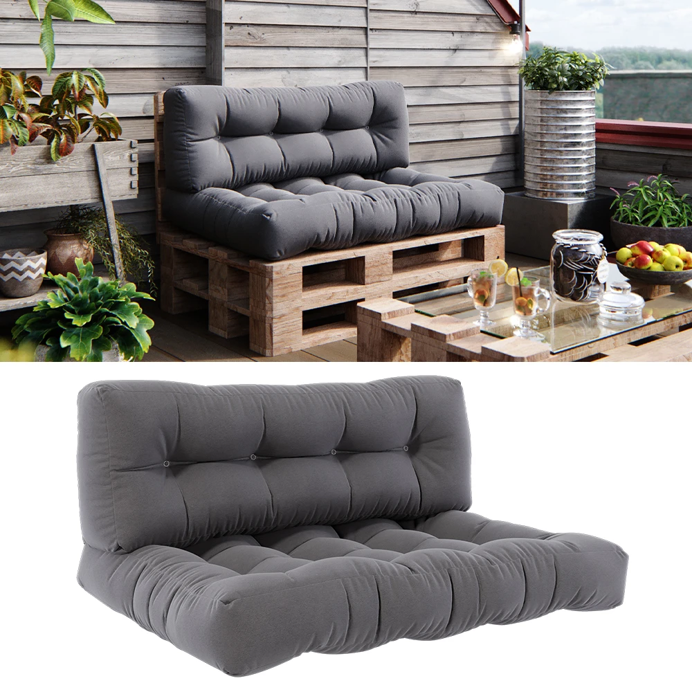 Palettenkissen Set "Flocken" Grau 120 X 80 Cm 2 Teile Vicco 4 Palettenkissen Set "Flocken" Grau 120 X 80 Cm 2 Teile Vicco – Bild 2