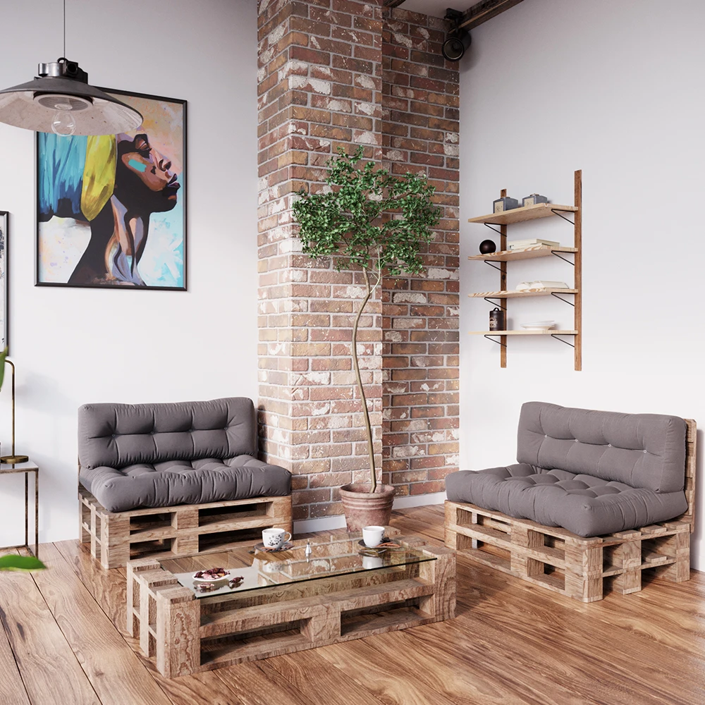 Palettenkissen Set "Flocken" Grau 120 X 80 Cm 2 Teile Vicco 6 Palettenkissen Set "Flocken" Grau 120 X 80 Cm 2 Teile Vicco – Bild 4