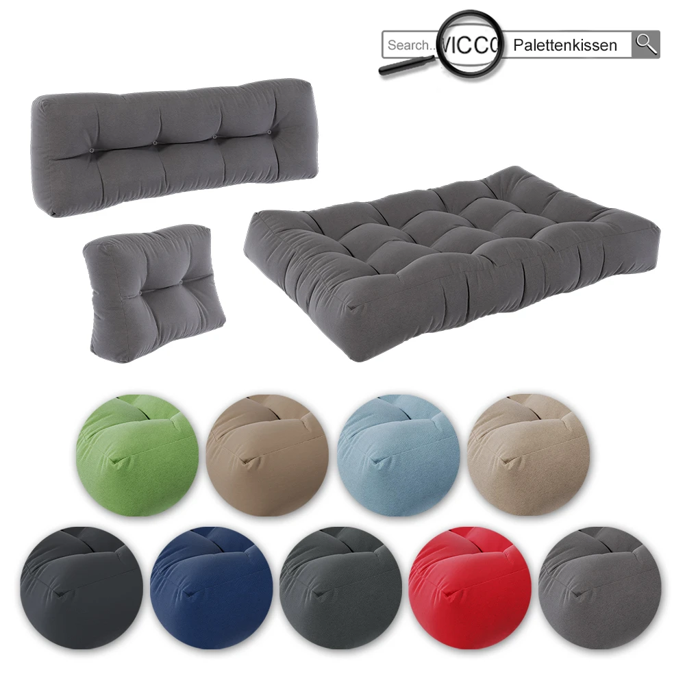 Palettenkissen Set "Flocken" Grau 120 X 80 Cm 3 Teile Vicco 10 Palettenkissen Set "Flocken" Grau 120 X 80 Cm 3 Teile Vicco – Bild 8