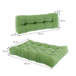 Palettenkissen Set "Flocken" Grün 120 X 80 Cm 2 Teile Vicco -Vicco pk89 03 ol