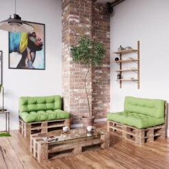 Palettenkissen Set "Flocken" Grün 120 X 80 Cm 2 Teile Vicco -Vicco pk89 04 ol