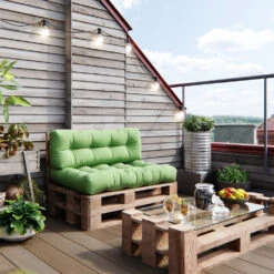 Palettenkissen Set "Flocken" Grün 120 X 80 Cm 2 Teile Vicco -Vicco pk89 05 ol