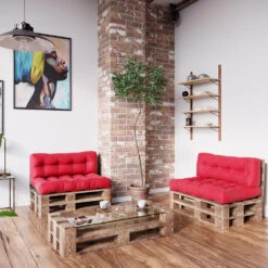 Palettenkissen Set "Flocken" Rot 120 X 80 Cm 2 Teile Vicco -Vicco pk91 04 ol