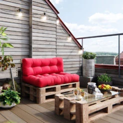 Palettenkissen Set "Flocken" Rot 120 X 80 Cm 2 Teile Vicco -Vicco pk91 05 ol