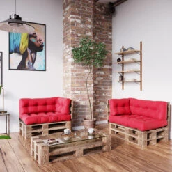 Palettenkissen Set "Flocken" Rot 120 X 80 Cm 3 Teile Vicco -Vicco pk92 04 ol