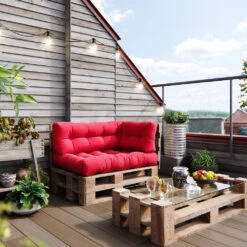 Palettenkissen Set "Flocken" Rot 120 X 80 Cm 3 Teile Vicco -Vicco pk92 05 ol