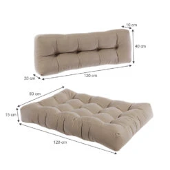 Palettenkissen Set "Flocken" Sand 120 X 80 Cm 2 Teile Vicco -Vicco pk93 03 ol