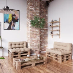 Palettenkissen Set "Flocken" Sand 120 X 80 Cm 2 Teile Vicco -Vicco pk93 04 ol