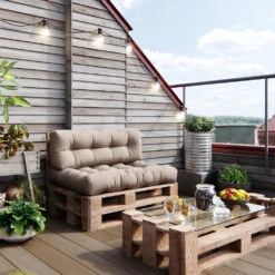 Palettenkissen Set "Flocken" Sand 120 X 80 Cm 2 Teile Vicco -Vicco pk93 05 ol