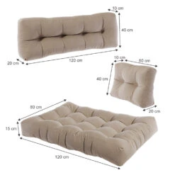 Palettenkissen Set "Flocken" Sand 120 X 80 Cm 3 Teile Vicco -Vicco pk94 03 ol