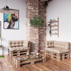 Palettenkissen Set "Flocken" Sand 120 X 80 Cm 3 Teile Vicco -Vicco pk94 04 ol