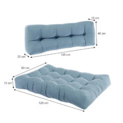 Palettenkissen Set "Flocken" Eisblau 120 X 80 Cm 2 Teile Vicco -Vicco pk97 03 ol