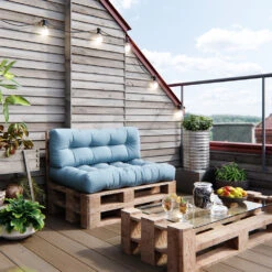 Palettenkissen Set "Flocken" Eisblau 120 X 80 Cm 2 Teile Vicco -Vicco pk97 05 ol