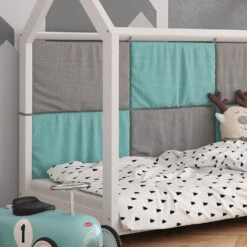 Bettrückwand "Wiki" 140x70cm Türkis/Grau VitaliSpa -Vicco t17 05 ol