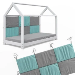 Bettrückwand "Wiki" 140x70cm Türkis/Grau VitaliSpa -Vicco t17 07 ol