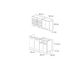 Singleküche "R-Line" Bordeaux Hochglanz/Goldkraft Eiche 140 Cm Ohne Arbeitsplatte Vicco -Vicco 20231124 m4537 03 ol