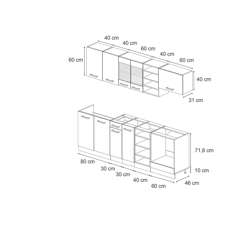 Küchenzeile "R-Line", Bordeaux Hochglanz/Goldkraft Eiche, 240 Cm Ohne Arbeitsplatte, Vicco 5 Küchenzeile "R-Line", Bordeaux Hochglanz/Goldkraft Eiche, 240 Cm Ohne Arbeitsplatte, Vicco – Bild 3