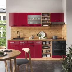 Küchenzeile "R-Line", Bordeaux Hochglanz/Goldkraft Eiche, 240 Cm Ohne Arbeitsplatte, Vicco 12 Küchenzeile "R-Line", Bordeaux Hochglanz/Goldkraft Eiche, 240 Cm Ohne Arbeitsplatte, Vicco -Vicco 20231124 m4871 04 ol