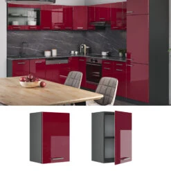 Hängeschrank "R-Line" Bordeaux Hochglanz/Anthrazit 40 Cm Vicco -Vicco 20231124 mm177 oxrothgl 02 ol
