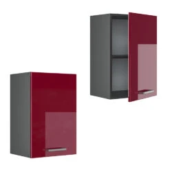 Hängeschrank "R-Line" Bordeaux Hochglanz/Anthrazit 40 Cm Vicco -Vicco 20231124 mm177 oxrothgl 08 ol
