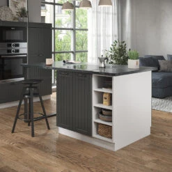 Kücheninsel "Fame-Line" Anthrazit Landhaus/Weiß 90 Cm Ohne Arbeitsplatte Vicco -Vicco 20231701 m5086 04 ol