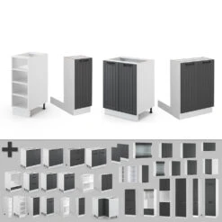 Kücheninsel "Fame-Line" Anthrazit Landhaus/Weiß 90 Cm Ohne Arbeitsplatte Vicco -Vicco 20231701 m5086 06 ol