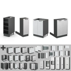 Kücheninsel "Fame-Line" Weiß Landhaus/Anthrazit 90 Cm Ohne Arbeitsplatte Vicco -Vicco 20231801 m5092 06 ol