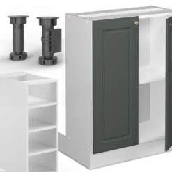 Kücheninsel "Fame-Line" Grün-Gold Landhaus/Weiß 90 Cm Ohne Arbeitsplatte Vicco -Vicco 20232101 m5088 05 ol