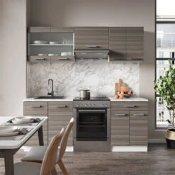 Küchenzeile "R-Line" Edelgrau/Weiß 200 Cm Mit Arbeitsplatte Vicco -Vicco 20232301 m3635 04 ol