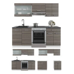 Küchenzeile "R-Line" Edelgrau/Weiß 200 Cm Mit Arbeitsplatte Vicco -Vicco 20232301 m3635 07 ol