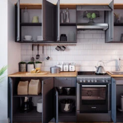 Küchenzeile "Bergamo" Grau 240 Cm Mit Arbeitsplatte Vicco -Vicco 20232501 m3671 05 ol