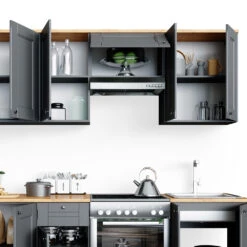 Küchenzeile "Bergamo" Grau 240 Cm Mit Arbeitsplatte Vicco -Vicco 20232501 m3671 06 ol