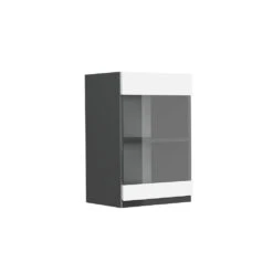 Küchenschrank Glas "R-Line" Weiß/Anthrazit 40 Cm J-Shape Vicco