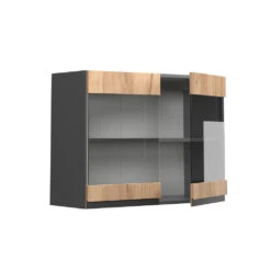 Küchenschrank Glas "R-Line" Goldkraft Eiche/Anthrazit 80 Cm J-Shape Vicco -Vicco 20232523 mm180 ant gkjs 07 ol