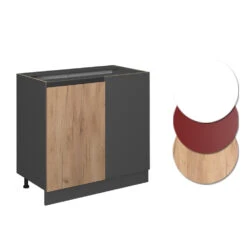 Eckschrank "R-Line" Goldkraft Eiche/Anthrazit 86 Cm J-Shape, Ohne Arbeitsplatte Vicco -Vicco 20232923 mm274 ant gkjs 09 ol