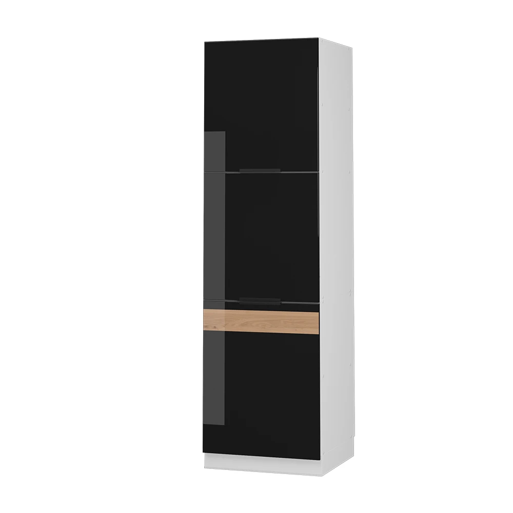 Herdumbauschrank "Fame-Line" Schwarz Eiche Hochglanz/Weiß 60 Cm Vicco 3 Herdumbauschrank "Fame-Line" Schwarz Eiche Hochglanz/Weiß 60 Cm Vicco