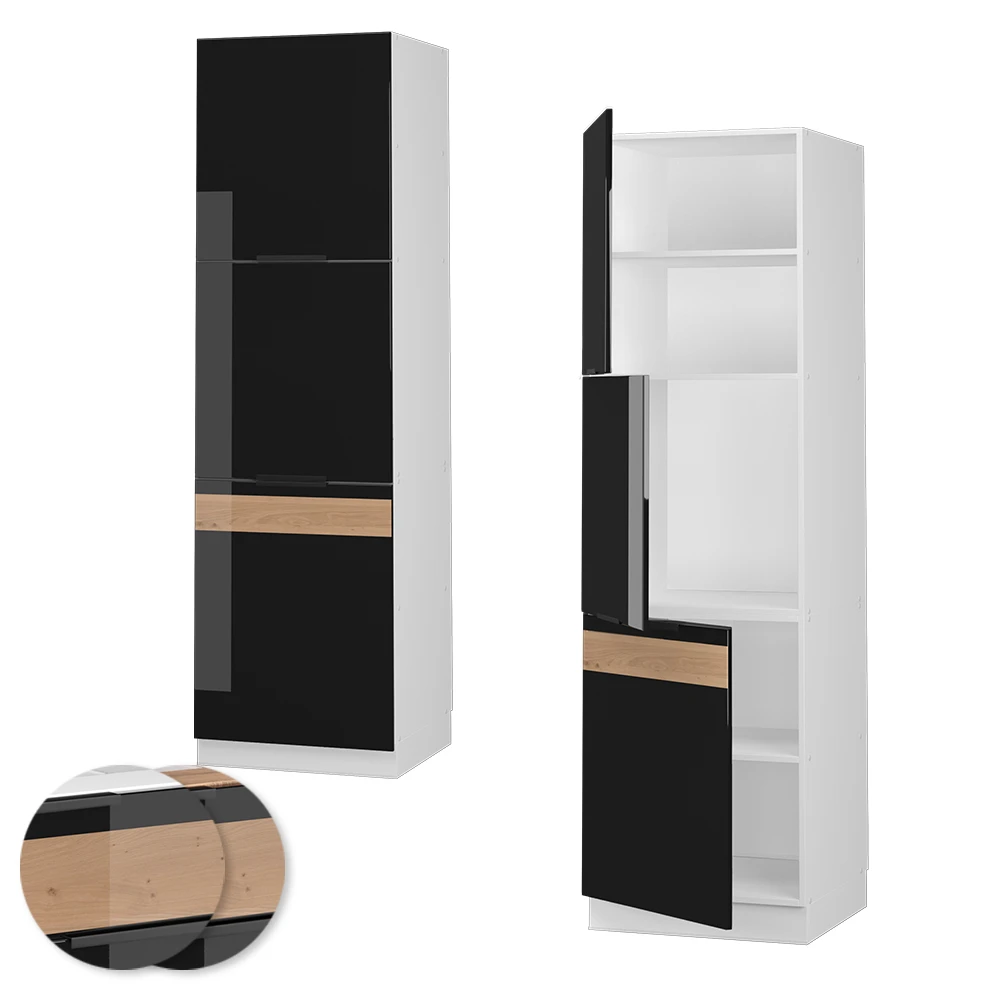 Herdumbauschrank "Fame-Line" Schwarz Eiche Hochglanz/Weiß 60 Cm Vicco 7 Herdumbauschrank "Fame-Line" Schwarz Eiche Hochglanz/Weiß 60 Cm Vicco – Bild 5