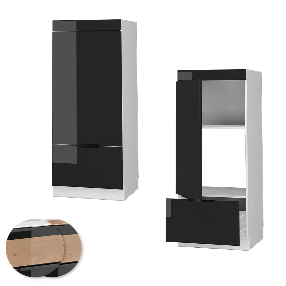 Mikrowellenschrank "Fame-Line" Schwarz-Eiche Hochglanz/Weiß 60 Cm Vicco 7 Mikrowellenschrank "Fame-Line" Schwarz-Eiche Hochglanz/Weiß 60 Cm Vicco – Bild 5