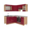 Eckküche "Fame-Line" Bordeaux Hochglanz/Eiche Gold 160 X 190 Cm Ohne Arbeitsplatte Vicco -Vicco 20233301 m4621 01 ol