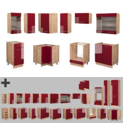 Eckküche "Fame-Line" Bordeaux Hochglanz/Eiche Gold 160 X 190 Cm Ohne Arbeitsplatte Vicco -Vicco 20233301 m4621 06 ol