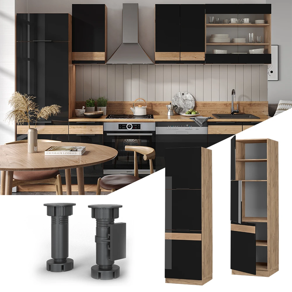 Herdumbauschrank "Fame-Line" Schwarz-Eiche Hochglanz/Goldkraft Eiche 60 Cm Vicco 4 Herdumbauschrank "Fame-Line" Schwarz-Eiche Hochglanz/Goldkraft Eiche 60 Cm Vicco – Bild 2