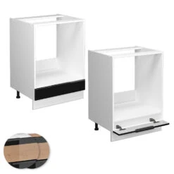 Herdumbauschrank "Fame-Line" Schwarz-Eiche Hochglanz/Weiß 60 Cm Ohne Arbeitsplatte Vicco -Vicco 20233423 mf8 druck w s eiche 09 ol