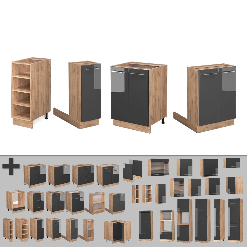 Kücheninsel "Fame-Line" Anthrazit Hochglanz/Goldkraft Eiche 90 Cm Ohne Arbeitsplatte Vicco 8 Kücheninsel "Fame-Line" Anthrazit Hochglanz/Goldkraft Eiche 90 Cm Ohne Arbeitsplatte Vicco – Bild 6